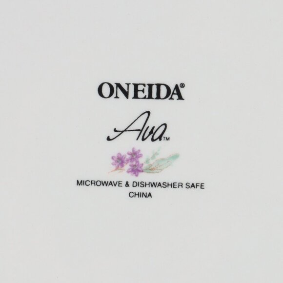 Vintage Oneida Ava Dinner Plate 11"in, Blue & Purple Flowers, Green Band - Picture 5 of 5